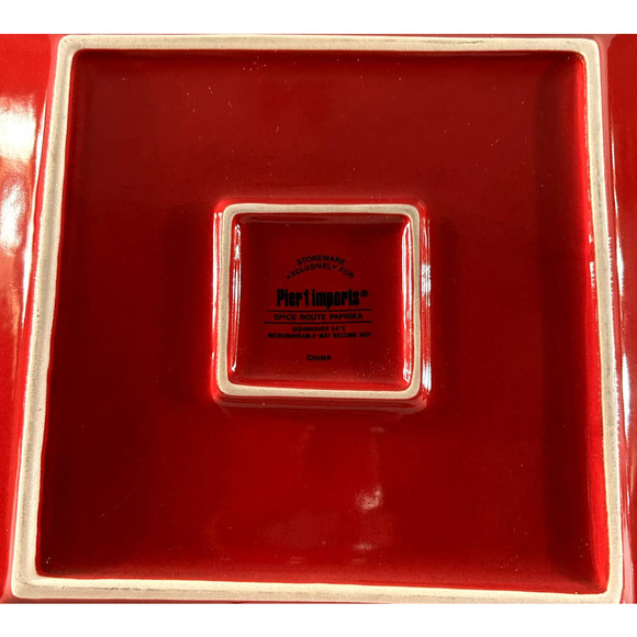 Pier 1 Imports Spice Route Paprika Square Beaded Dinner Plate 10.5" **Retired** - Picture 4 of 4
